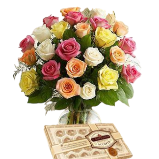 25 colorful roses with chokolates | Flower Delivery Khabarovsk