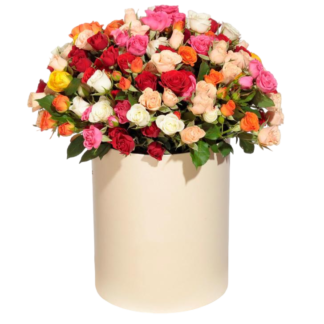 Mixed roses in a hatbox | Flower Delivery Khabarovsk