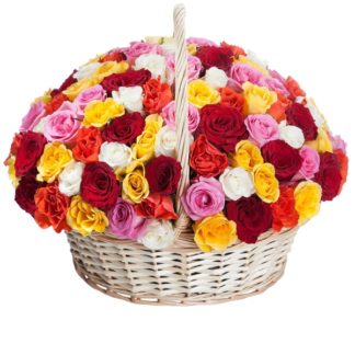 51 colorful roses in the basket | Flower Delivery Khabarovsk